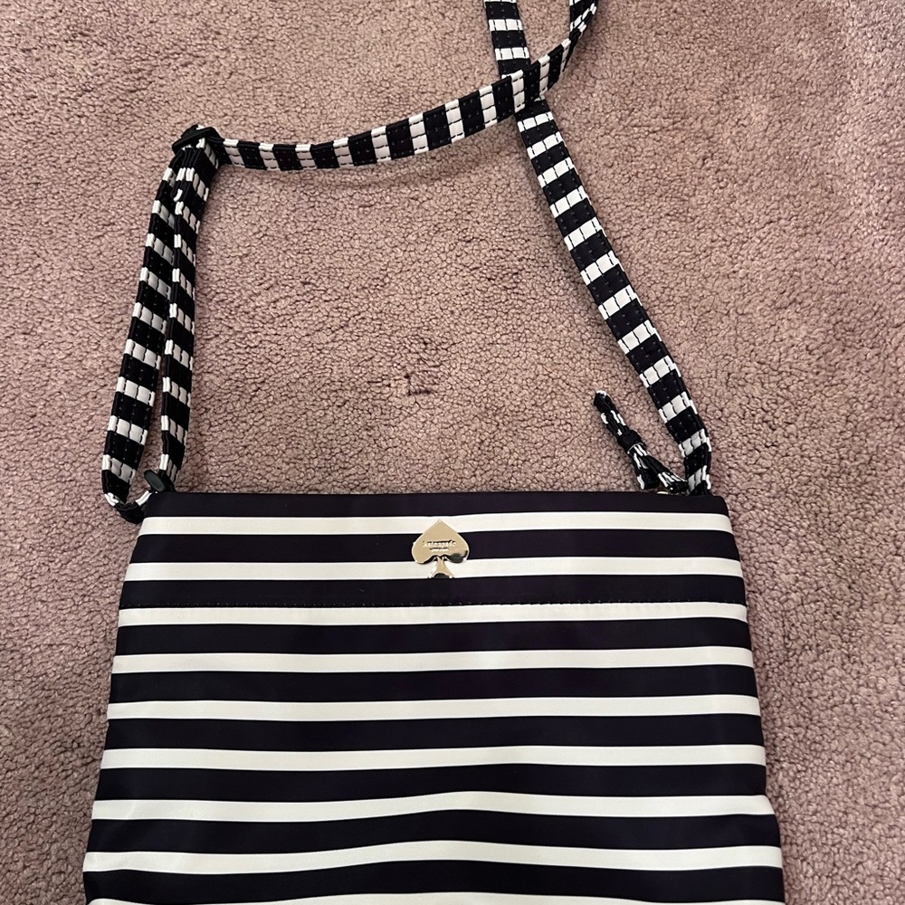 Kate Spade Navy and White Striped Crossbody Bag